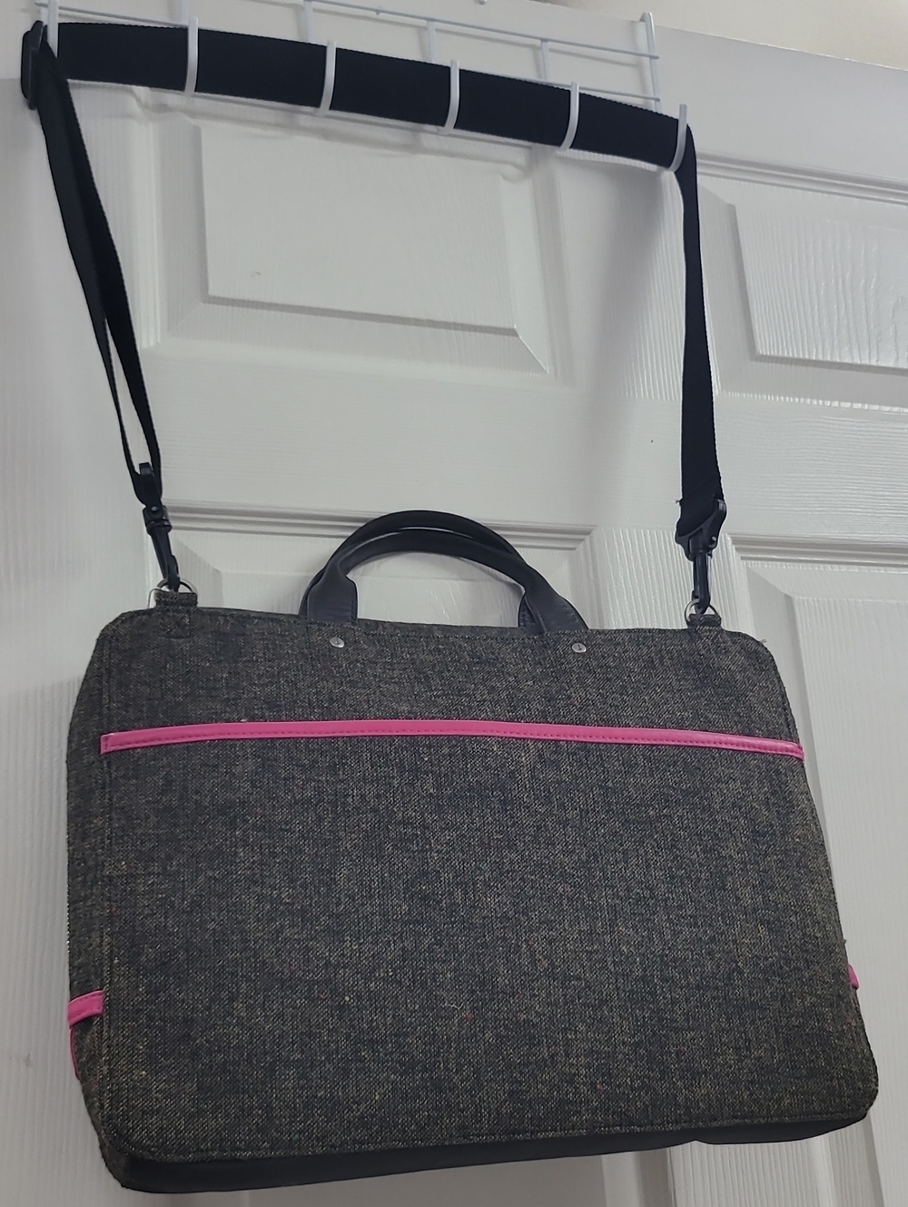 Jack Spade Tweed Bag with Pink Leather Highlights